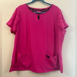 Hot Pink Betsey Johnson scrub top 2XL